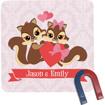Chipmunk Couple Square Fridge Magnet (Personalized)