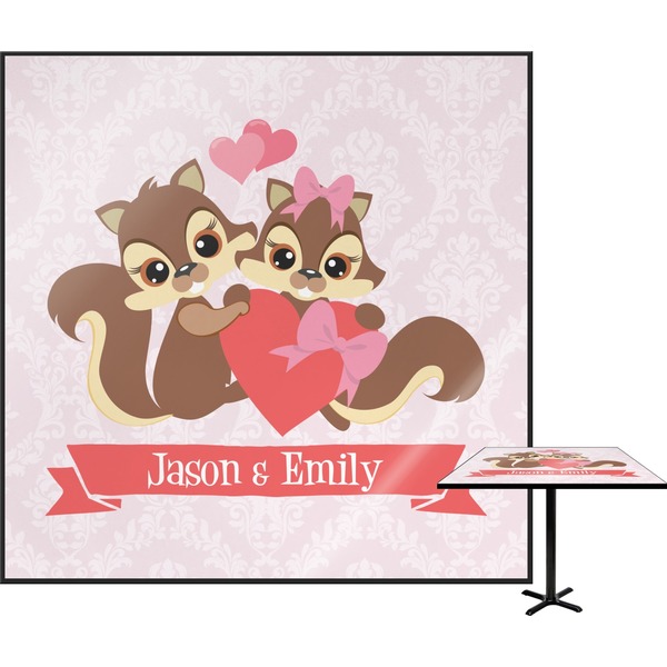 Custom Chipmunk Couple Square Table Top (Personalized)
