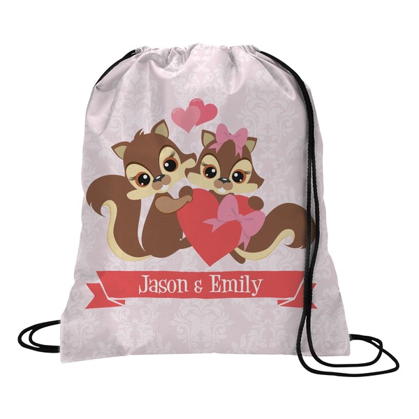 Custom Chipmunk Couple Drawstring Backpack - Large (Personalized)