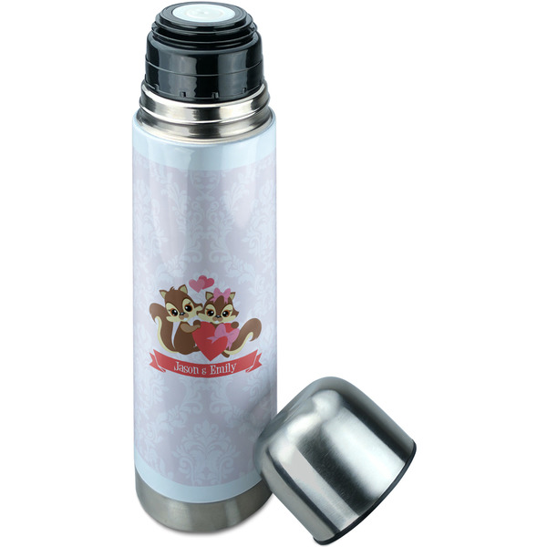 Raccoon Couple Thermos - Lid Off