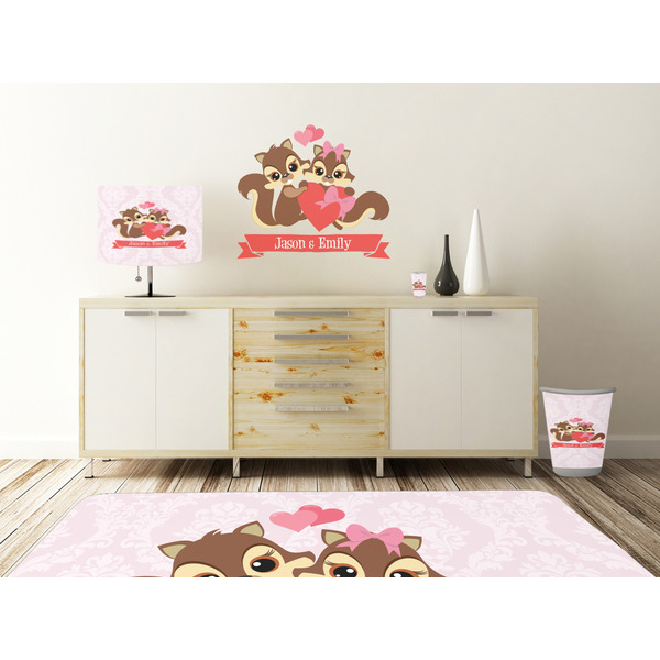 Racoon Couple Wall Graphic Decal Wooden Desk