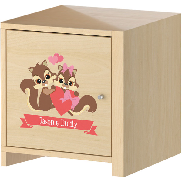 Racoon Couple Wall Graphic on Wooden Cabinet