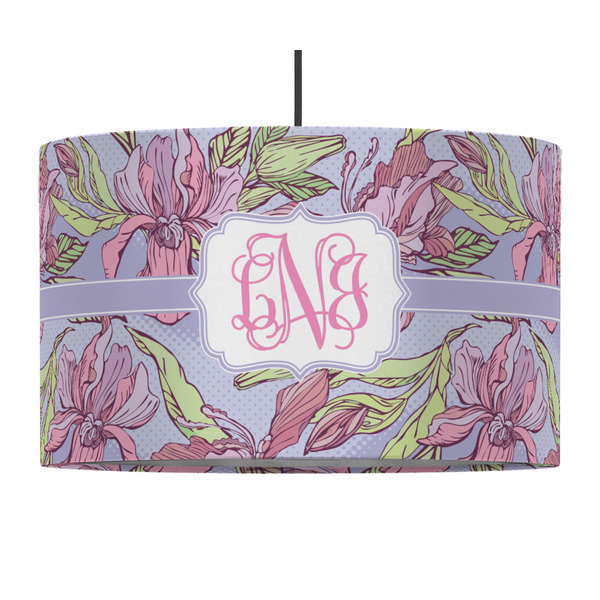 Custom Orchids 12" Drum Pendant Lamp - Fabric (Personalized)