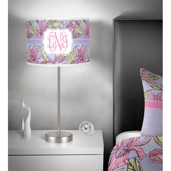 Orchids 13 inch drum lamp shade - in room