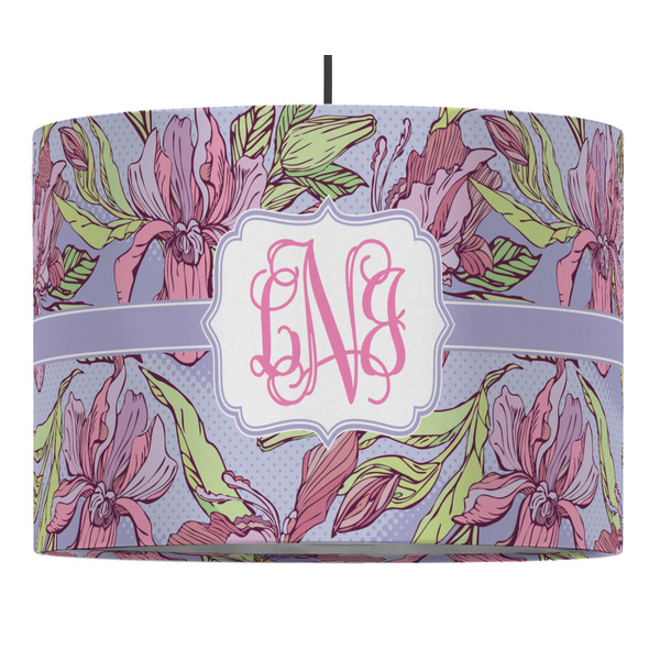 Custom Orchids 16" Drum Pendant Lamp - Fabric (Personalized)