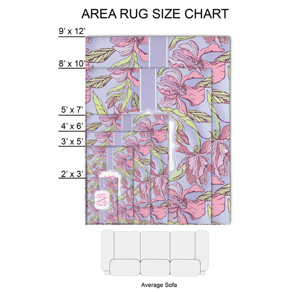 Orchids 2'x3' Indoor Area Rugs - Size Chart