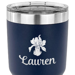 Orchids 30 oz Stainless Steel Tumbler - Navy - Double Sided (Personalized)