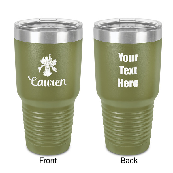 Custom Orchids 30 oz Stainless Steel Tumbler - Olive - Double-Sided (Personalized)