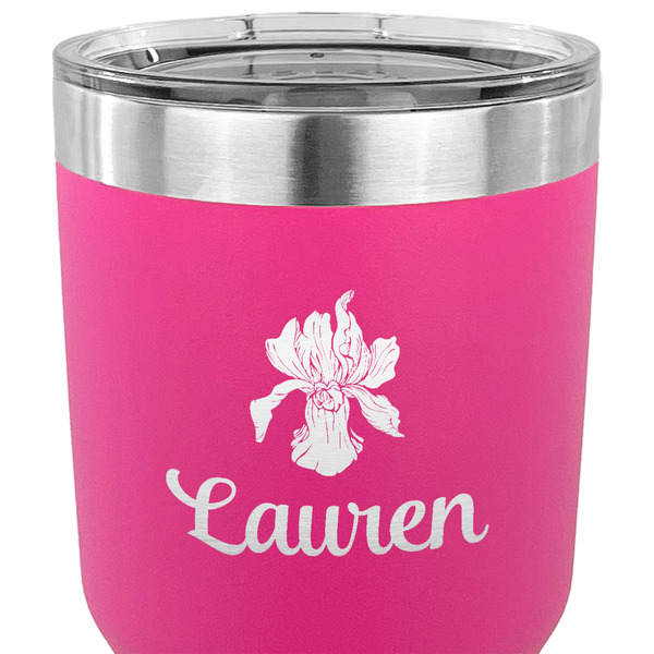 Orchids 30 oz Stainless Steel Ringneck Tumbler - Pink - CLOSE UP