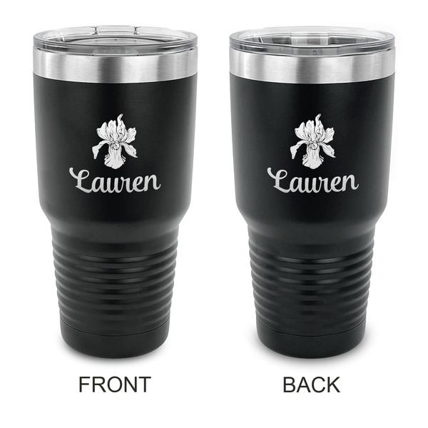 Custom Orchids 30 oz Stainless Steel Tumbler - Black - Double Sided (Personalized)