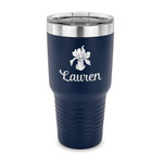 Orchids 30 oz Stainless Steel Tumbler - Navy - Single Sided (Personalized)
