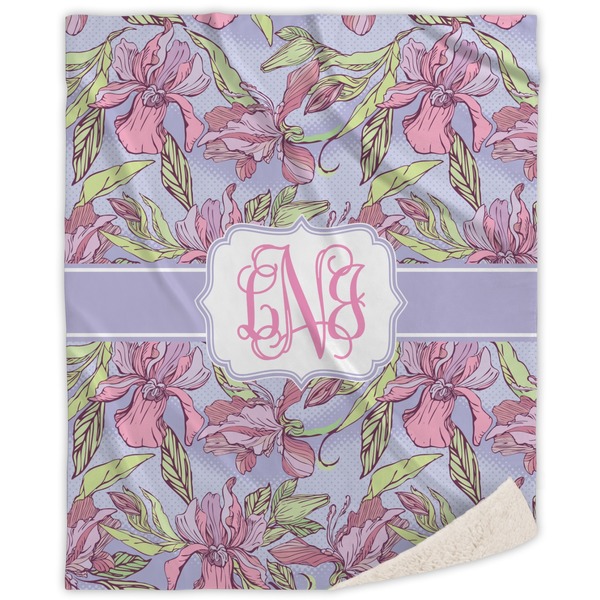 Custom Orchids Sherpa Throw Blanket - 50"x60" (Personalized)