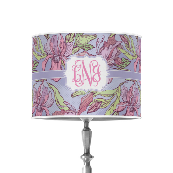 Orchids 8" Drum Lampshade - ON STAND (Poly Film)
