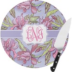 Orchids Round Glass Cutting Board - Small (Personalized)