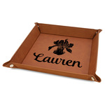 Orchids Faux Leather Dice Tray - 9" x 9" - Rawhide (Personalized)