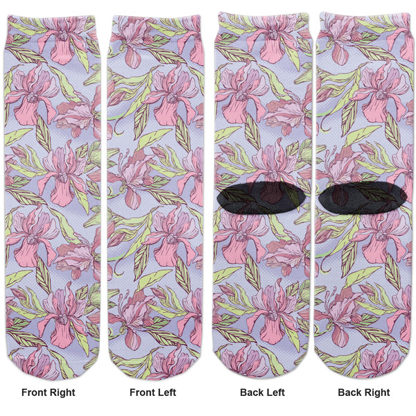 Orchids Adult Crew Socks - Double Pair - Front and Back - Apvl
