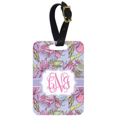 Orchids Metal Luggage Tag w/ Monogram
