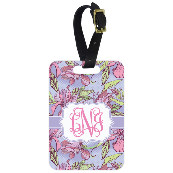 Custom Orchids Metal Luggage Tag w/ Monogram