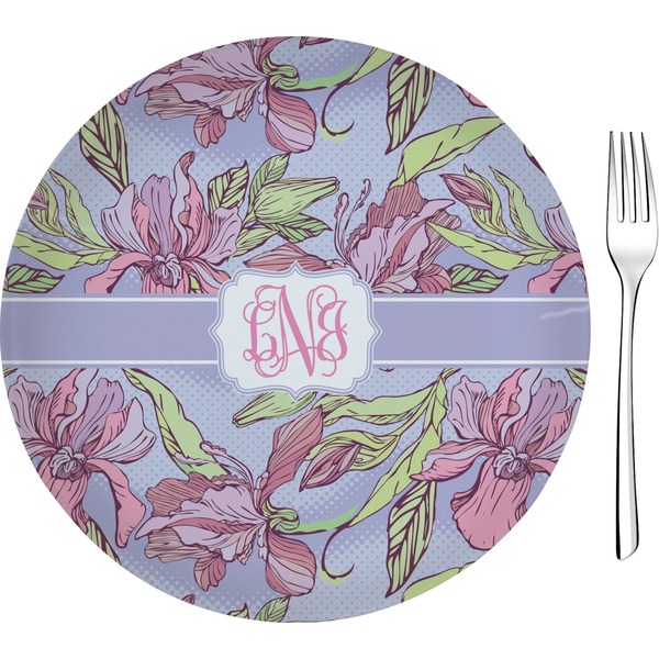 Custom Orchids 8" Glass Appetizer / Dessert Plates - Single or Set (Personalized)