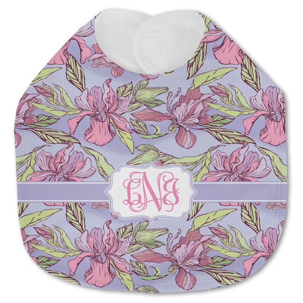Custom Orchids Jersey Knit Baby Bib w/ Monogram