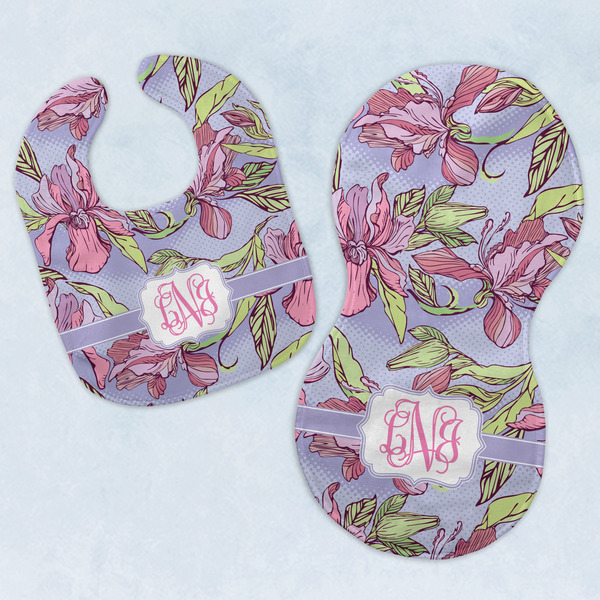 Custom Orchids Baby Bib & Burp Set w/ Monogram
