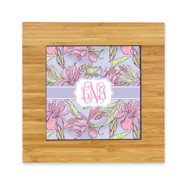 Custom Orchids Bamboo Trivet with Ceramic Tile Insert (Personalized)