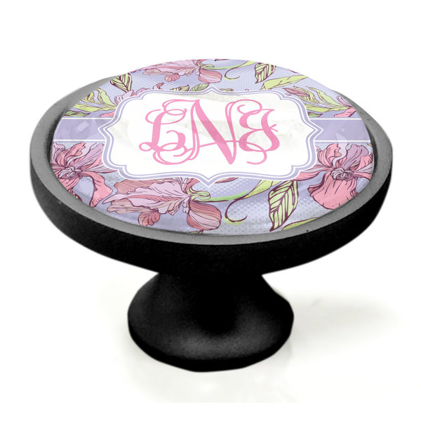Orchids Black Custom Cabinet Knob (Side)