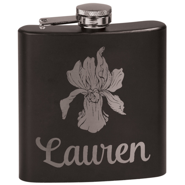 Custom Orchids Black Flask Set (Personalized)