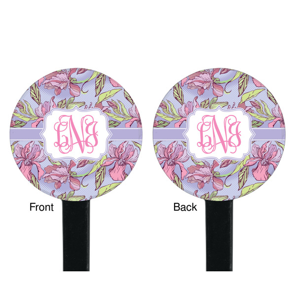 Orchids Black Plastic 7" Stir Stick - Double Sided - Round - Front & Back