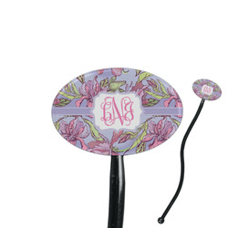 Orchids 7" Oval Plastic Stir Sticks - Black - Double Sided (Personalized)