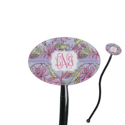 Orchids 7" Oval Plastic Stir Sticks - Black - Single Sided (Personalized)