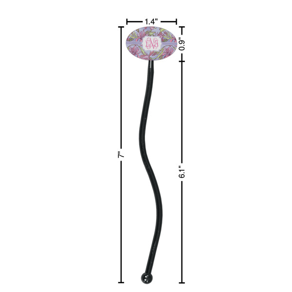 Orchids Black Plastic 7" Stir Stick - Oval - Dimensions