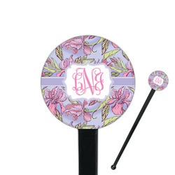 Orchids 7" Round Plastic Stir Sticks - Black - Double Sided (Personalized)