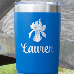 Orchids 20 oz Stainless Steel Tumbler - Royal Blue - Single Sided (Personalized)