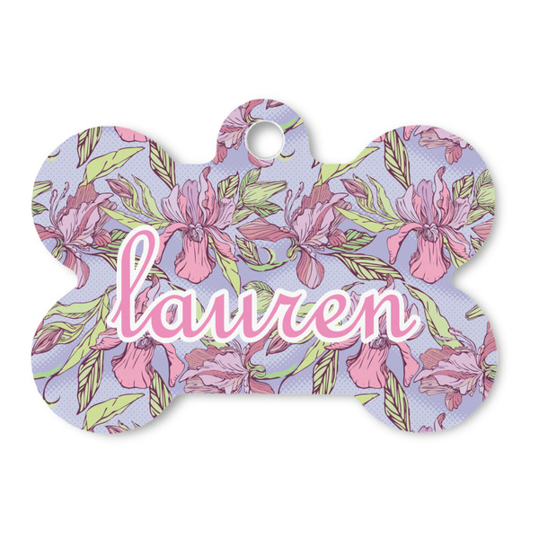 Custom Orchids Bone Shaped Dog ID Tag (Personalized)