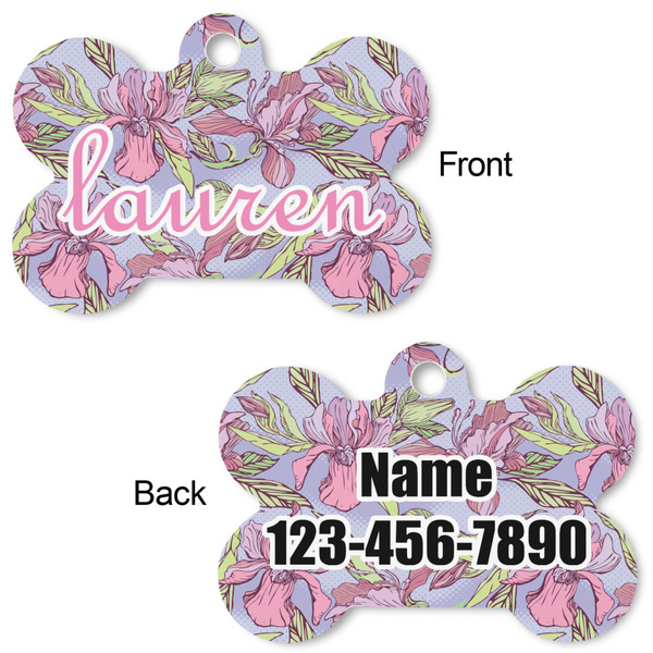 Orchids Bone Shaped Dog Tag - Front & Back