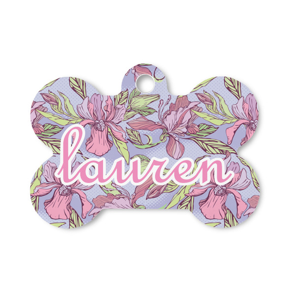 Custom Orchids Bone Shaped Dog ID Tag - Small (Personalized)