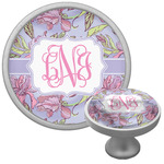 Orchids Cabinet Knob (Silver) (Personalized)