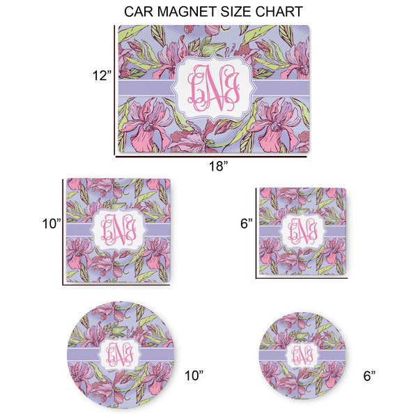Orchids Car Magnets - SIZE CHART