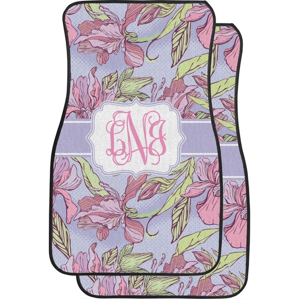 Custom Orchids Car Floor Mats (Front Seat) (Personalized)