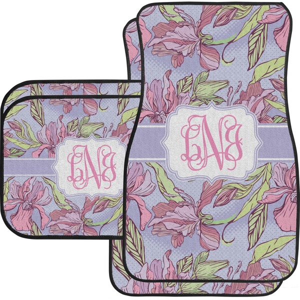 Custom Orchids Car Floor Mats Set - 2 Front & 2 Back (Personalized)