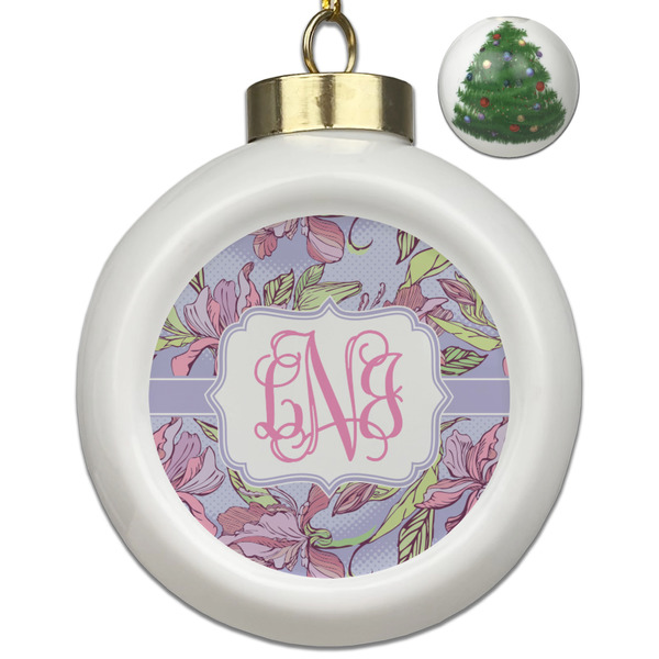 Custom Orchids Ceramic Ball Ornament - Christmas Tree (Personalized)