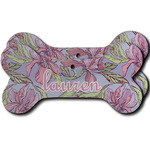 Orchids Ceramic Dog Ornament - Front & Back w/ Monogram