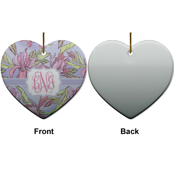 Orchids Ceramic Flat Ornament - Heart Front & Back (APPROVAL)