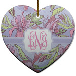 Orchids Heart Ceramic Ornament w/ Monogram