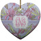 Orchids Heart Ceramic Ornament w/ Monogram