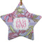 Orchids Star Ceramic Ornament w/ Monogram