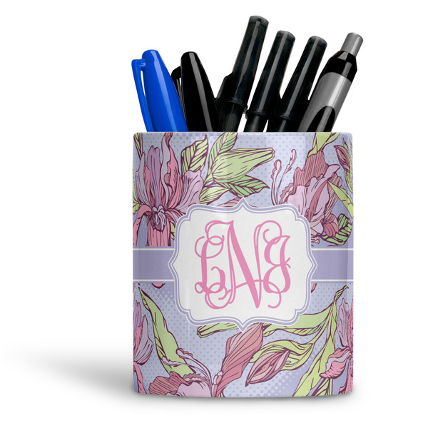 Custom Orchids Ceramic Pen Holder