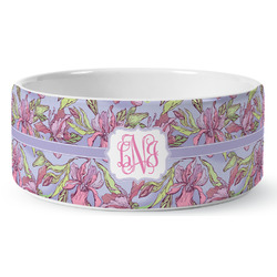 Orchids Ceramic Dog Bowl (Personalized)