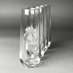 Orchids Champagne Flute - Stemless Engraved (Personalized)